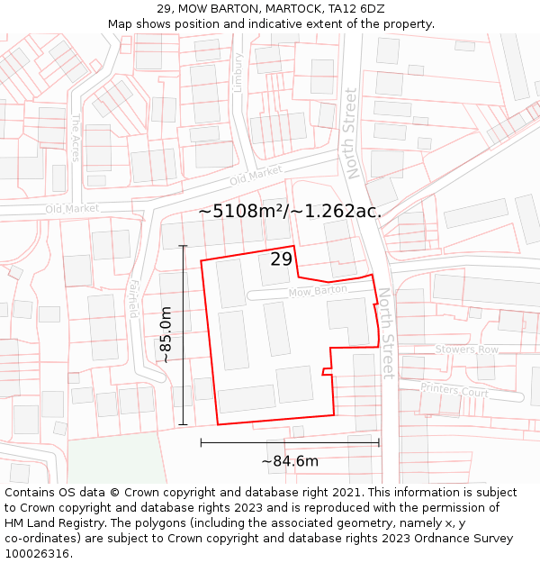 29, MOW BARTON, MARTOCK, TA12 6DZ: Plot and title map