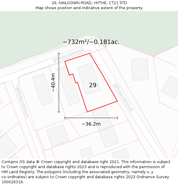 29, NAILDOWN ROAD, HYTHE, CT21 5TD: Plot and title map