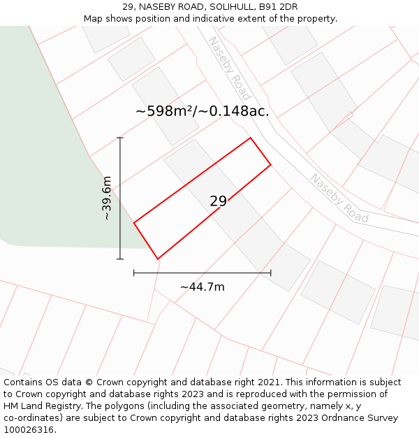 29, NASEBY ROAD, SOLIHULL, B91 2DR: Plot and title map