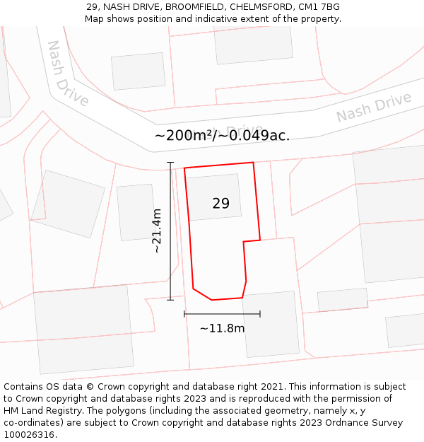 29, NASH DRIVE, BROOMFIELD, CHELMSFORD, CM1 7BG: Plot and title map