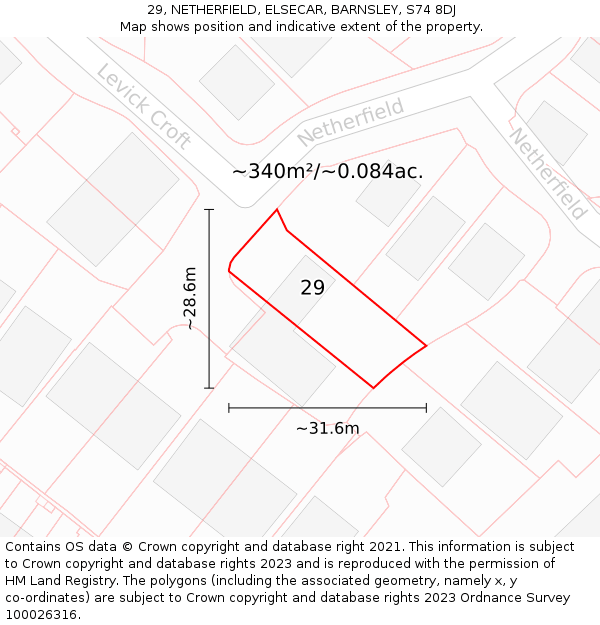 29, NETHERFIELD, ELSECAR, BARNSLEY, S74 8DJ: Plot and title map
