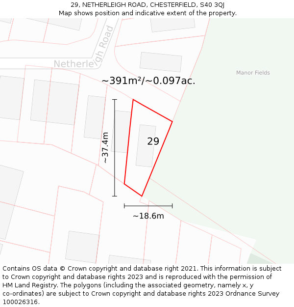 29, NETHERLEIGH ROAD, CHESTERFIELD, S40 3QJ: Plot and title map