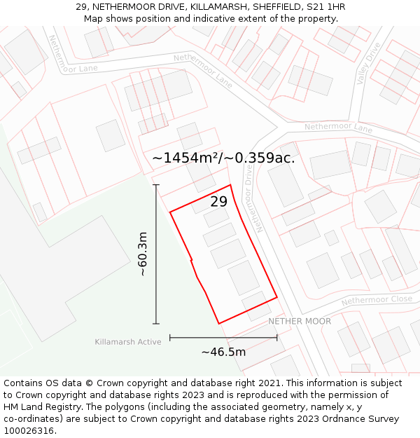 29, NETHERMOOR DRIVE, KILLAMARSH, SHEFFIELD, S21 1HR: Plot and title map