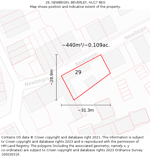 29, NEWBEGIN, BEVERLEY, HU17 8EG: Plot and title map