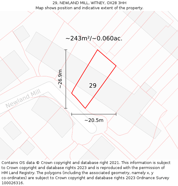 29, NEWLAND MILL, WITNEY, OX28 3HH: Plot and title map