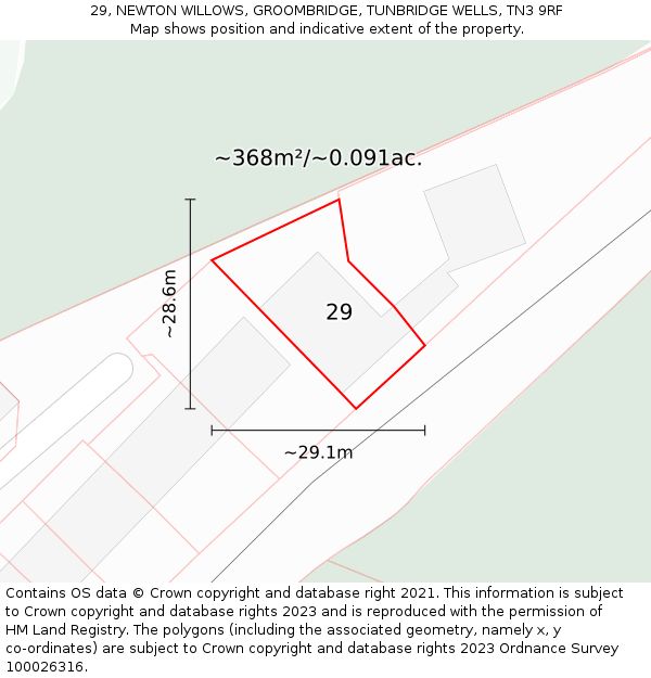 29, NEWTON WILLOWS, GROOMBRIDGE, TUNBRIDGE WELLS, TN3 9RF: Plot and title map