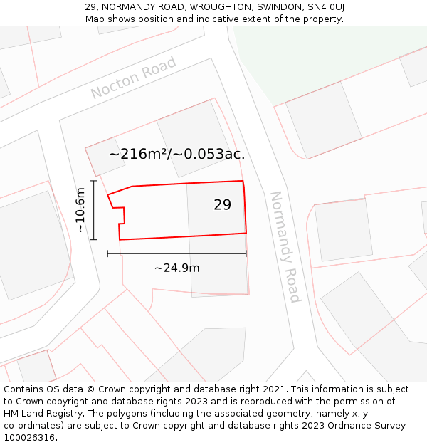 29, NORMANDY ROAD, WROUGHTON, SWINDON, SN4 0UJ: Plot and title map