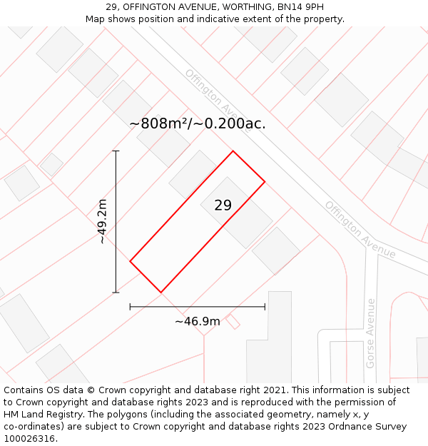 29, OFFINGTON AVENUE, WORTHING, BN14 9PH: Plot and title map
