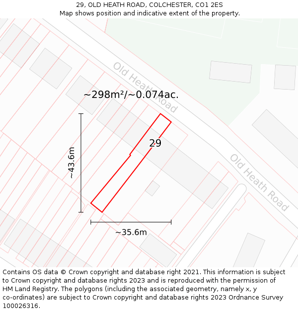 29, OLD HEATH ROAD, COLCHESTER, CO1 2ES: Plot and title map