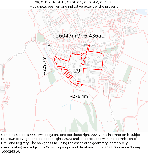29, OLD KILN LANE, GROTTON, OLDHAM, OL4 5RZ: Plot and title map