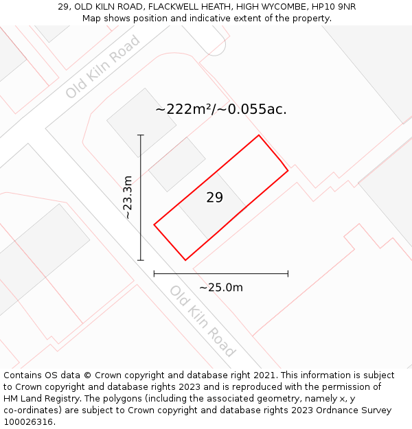 29, OLD KILN ROAD, FLACKWELL HEATH, HIGH WYCOMBE, HP10 9NR: Plot and title map