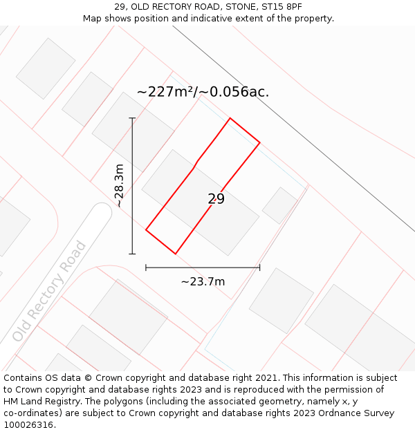 29, OLD RECTORY ROAD, STONE, ST15 8PF: Plot and title map