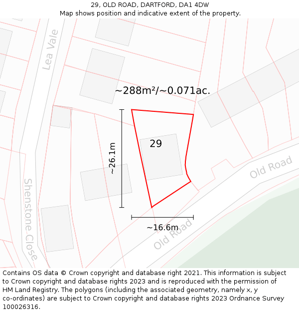 29, OLD ROAD, DARTFORD, DA1 4DW: Plot and title map