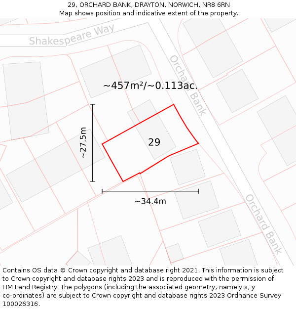 29, ORCHARD BANK, DRAYTON, NORWICH, NR8 6RN: Plot and title map