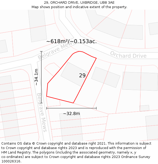 29, ORCHARD DRIVE, UXBRIDGE, UB8 3AE: Plot and title map
