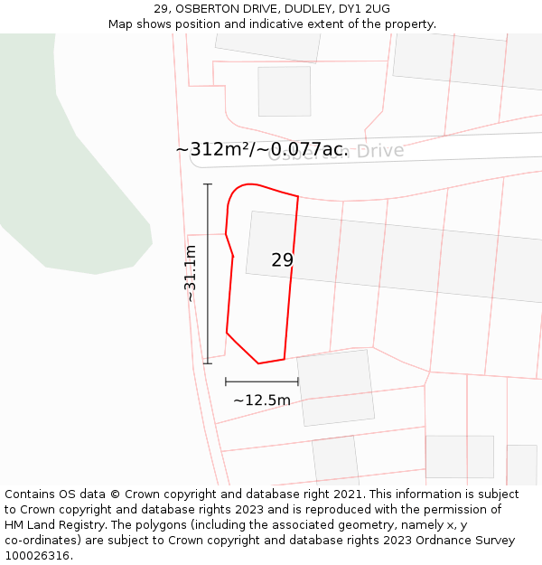 29, OSBERTON DRIVE, DUDLEY, DY1 2UG: Plot and title map