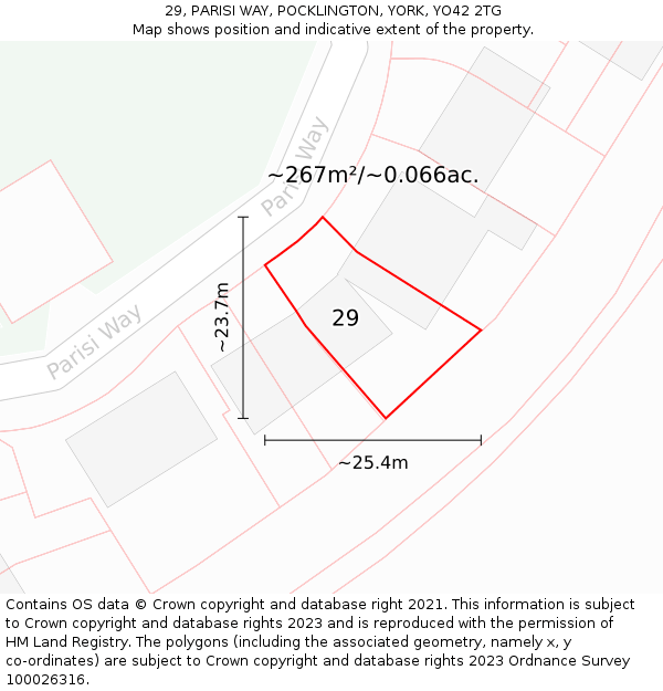 29, PARISI WAY, POCKLINGTON, YORK, YO42 2TG: Plot and title map