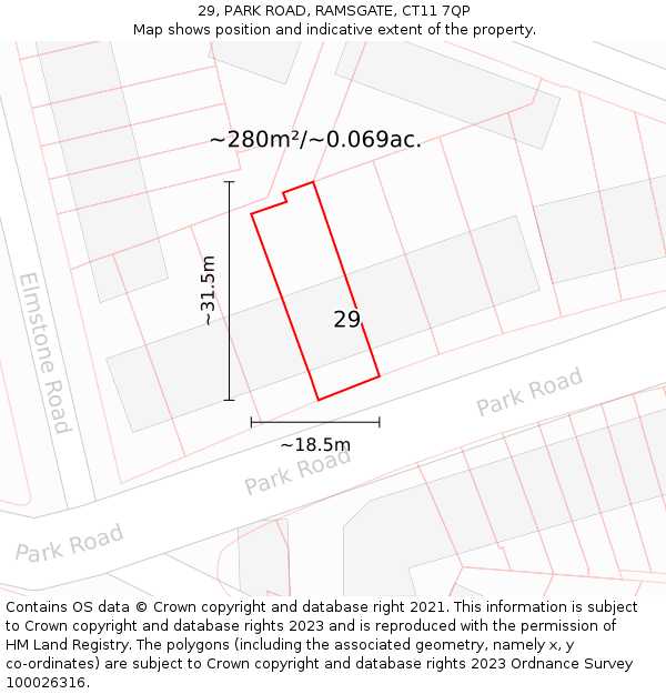 29, PARK ROAD, RAMSGATE, CT11 7QP: Plot and title map