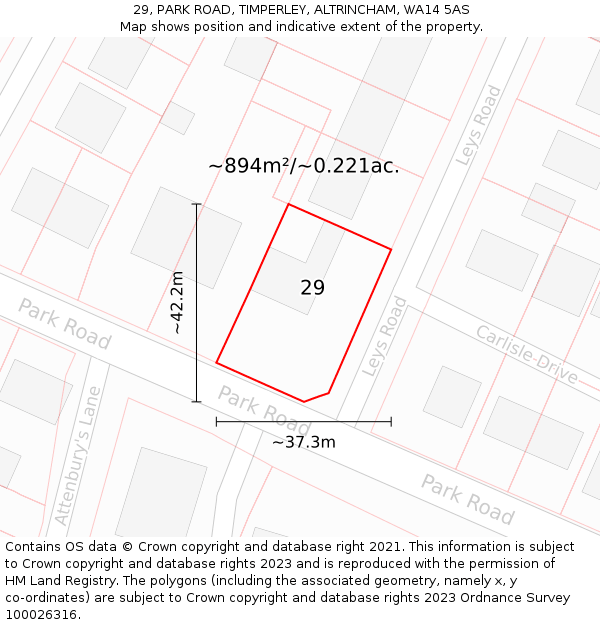 29, PARK ROAD, TIMPERLEY, ALTRINCHAM, WA14 5AS: Plot and title map