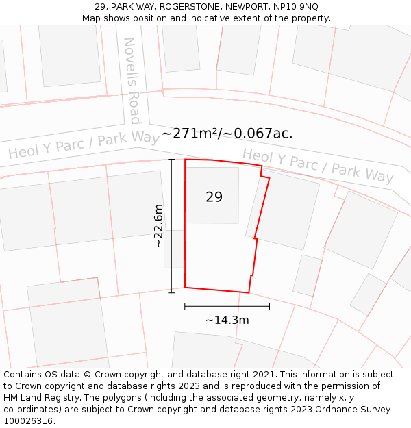 29, PARK WAY, ROGERSTONE, NEWPORT, NP10 9NQ: Plot and title map