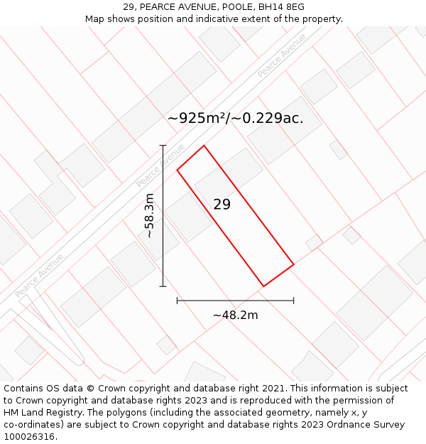 29, PEARCE AVENUE, POOLE, BH14 8EG: Plot and title map