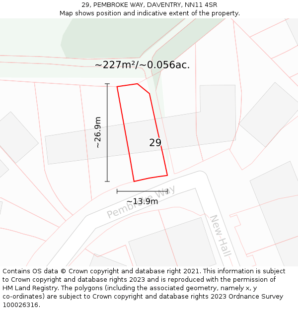 29, PEMBROKE WAY, DAVENTRY, NN11 4SR: Plot and title map