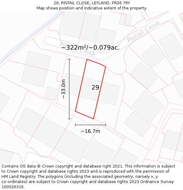 29, PINTAIL CLOSE, LEYLAND, PR26 7RY: Plot and title map