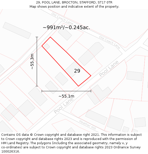 29, POOL LANE, BROCTON, STAFFORD, ST17 0TR: Plot and title map