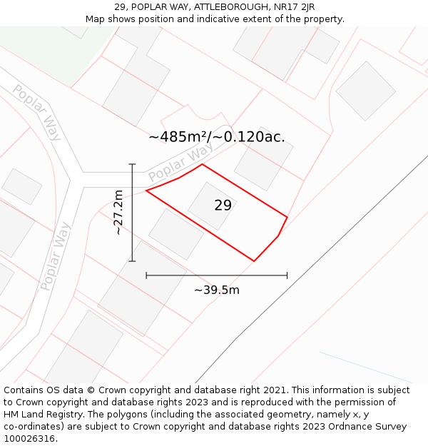 29, POPLAR WAY, ATTLEBOROUGH, NR17 2JR: Plot and title map