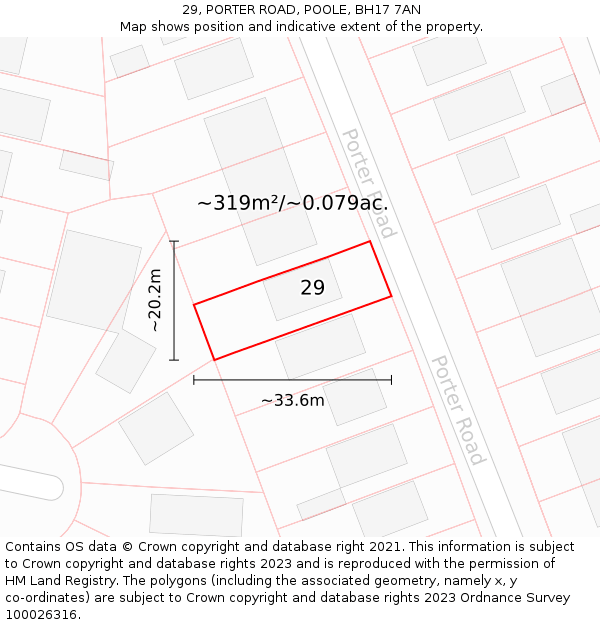 29, PORTER ROAD, POOLE, BH17 7AN: Plot and title map
