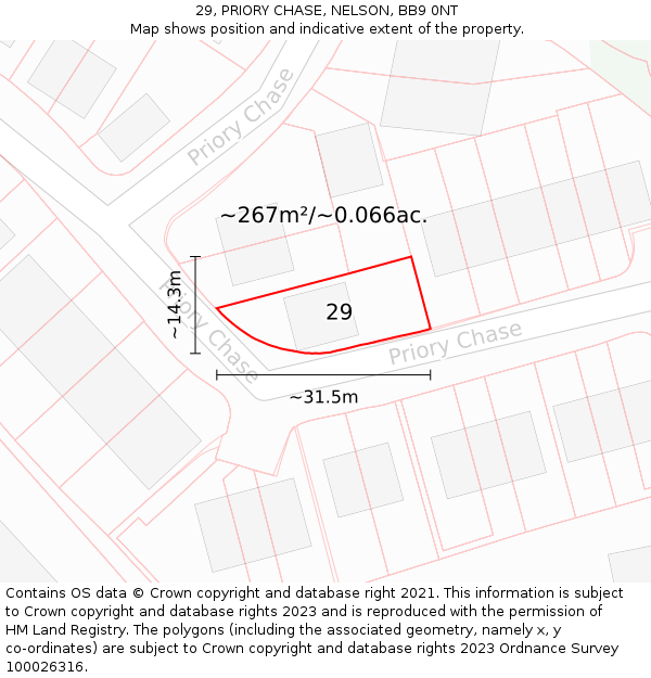 29, PRIORY CHASE, NELSON, BB9 0NT: Plot and title map