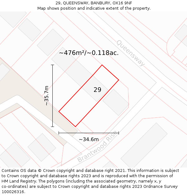 29, QUEENSWAY, BANBURY, OX16 9NF: Plot and title map