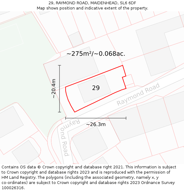29, RAYMOND ROAD, MAIDENHEAD, SL6 6DF: Plot and title map