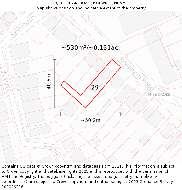 29, REEPHAM ROAD, NORWICH, NR6 5LD: Plot and title map