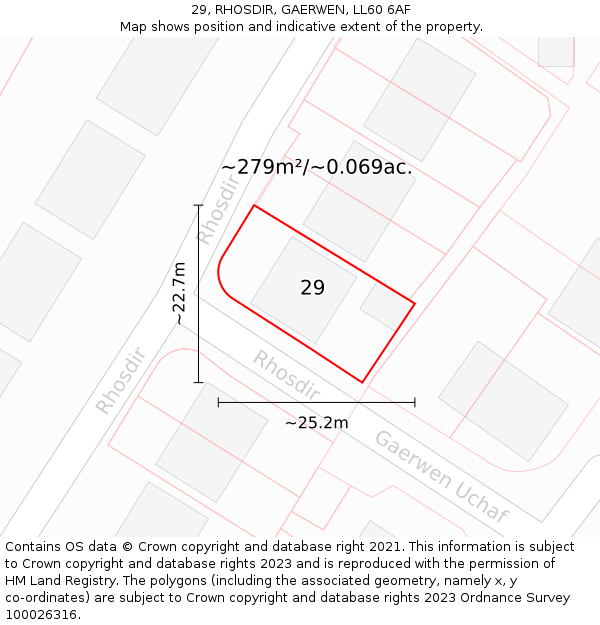 29, RHOSDIR, GAERWEN, LL60 6AF: Plot and title map