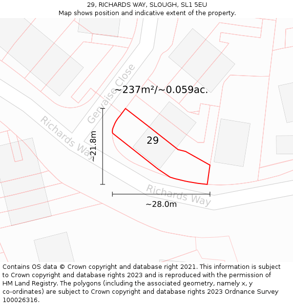 29, RICHARDS WAY, SLOUGH, SL1 5EU: Plot and title map