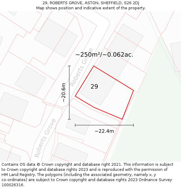 29, ROBERTS GROVE, ASTON, SHEFFIELD, S26 2DJ: Plot and title map