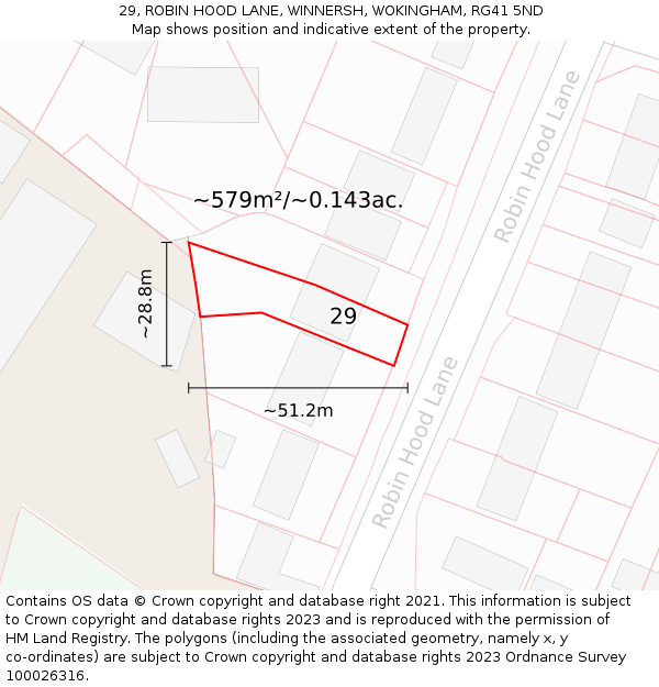 29, ROBIN HOOD LANE, WINNERSH, WOKINGHAM, RG41 5ND: Plot and title map