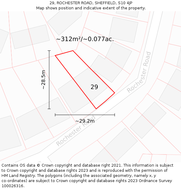 29, ROCHESTER ROAD, SHEFFIELD, S10 4JP: Plot and title map