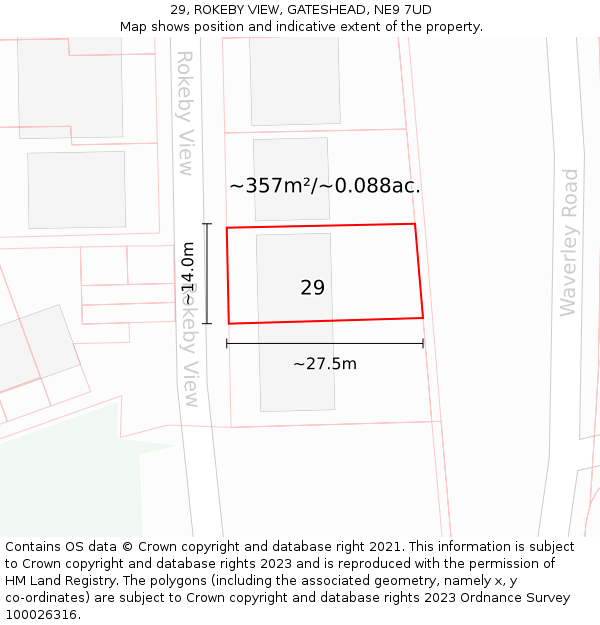 29, ROKEBY VIEW, GATESHEAD, NE9 7UD: Plot and title map