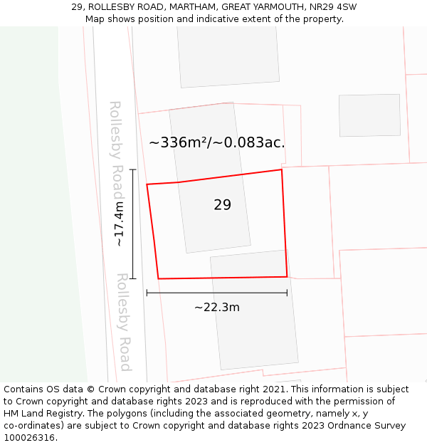 29, ROLLESBY ROAD, MARTHAM, GREAT YARMOUTH, NR29 4SW: Plot and title map