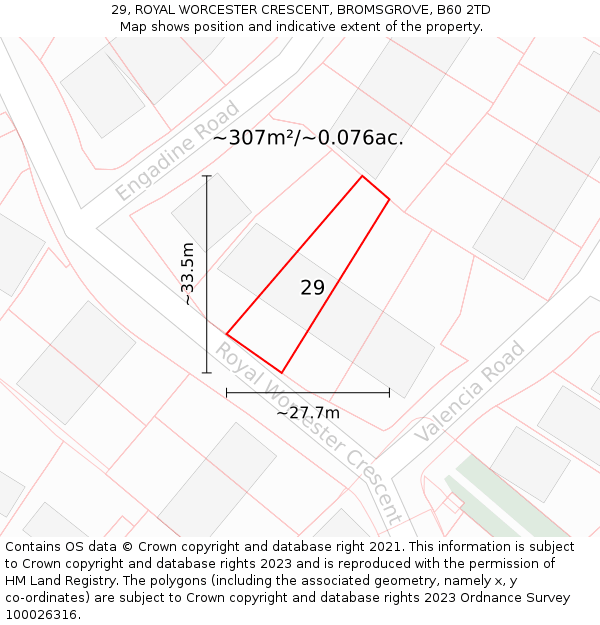 29, ROYAL WORCESTER CRESCENT, BROMSGROVE, B60 2TD: Plot and title map