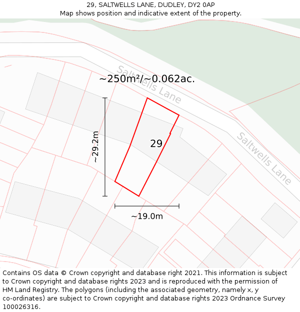 29, SALTWELLS LANE, DUDLEY, DY2 0AP: Plot and title map