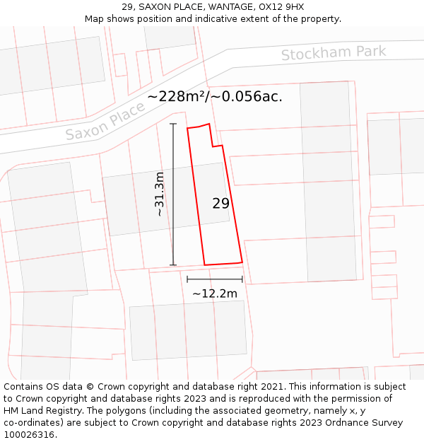 29, SAXON PLACE, WANTAGE, OX12 9HX: Plot and title map