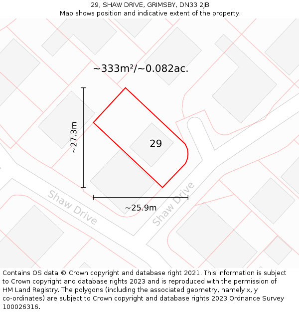 29, SHAW DRIVE, GRIMSBY, DN33 2JB: Plot and title map