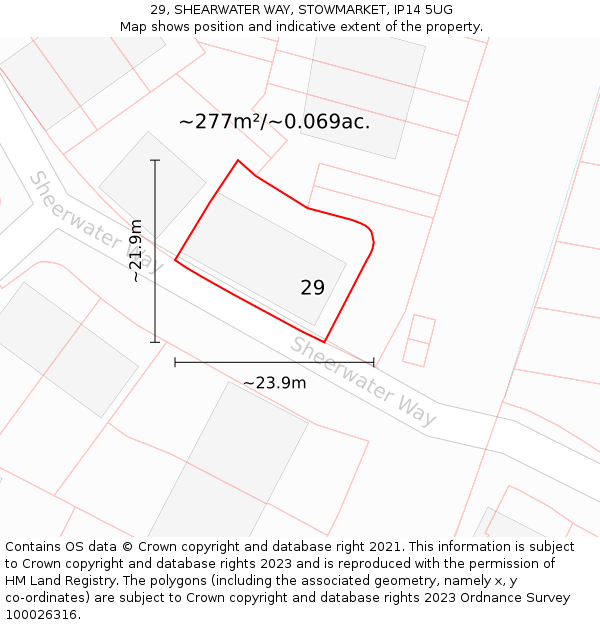 29, SHEARWATER WAY, STOWMARKET, IP14 5UG: Plot and title map