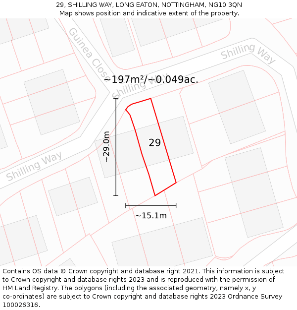 29, SHILLING WAY, LONG EATON, NOTTINGHAM, NG10 3QN: Plot and title map