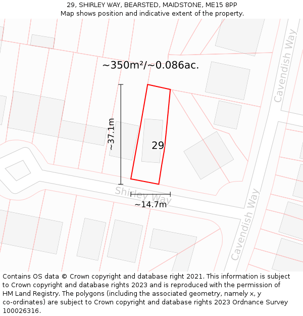 29, SHIRLEY WAY, BEARSTED, MAIDSTONE, ME15 8PP: Plot and title map