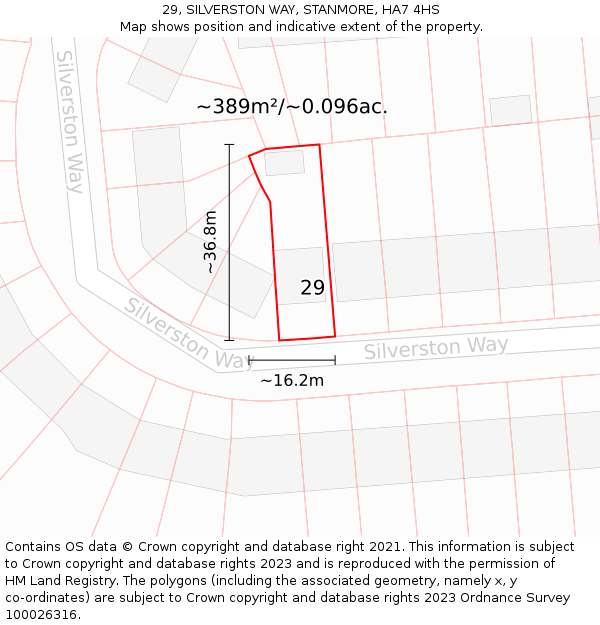 29, SILVERSTON WAY, STANMORE, HA7 4HS: Plot and title map