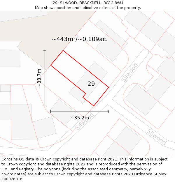 29, SILWOOD, BRACKNELL, RG12 8WU: Plot and title map